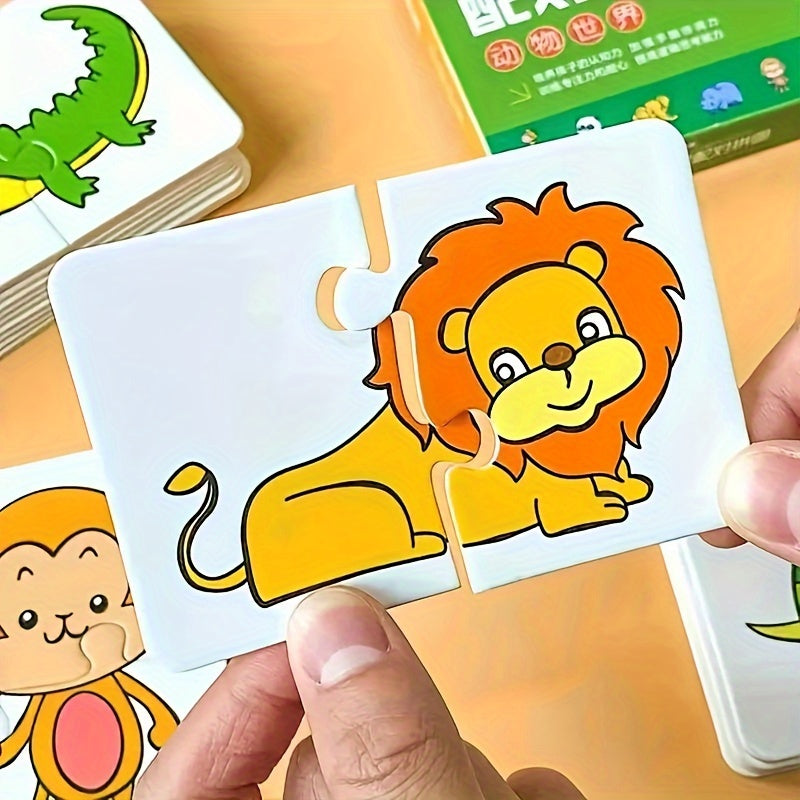 32-Piece Animal & Fruit Themed Matching Puzzle Cards for Kids