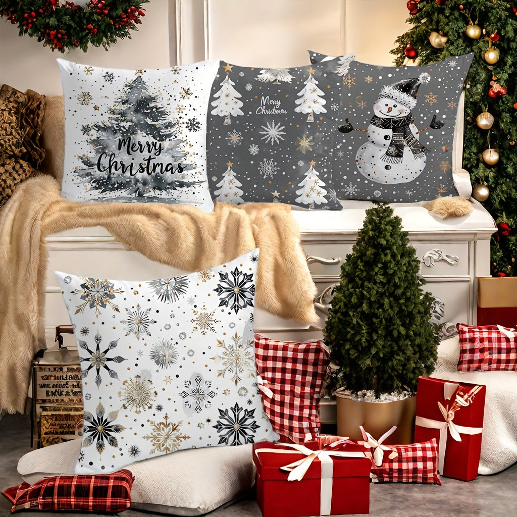 Festive 4pcs Christmas Pillow Cover Set