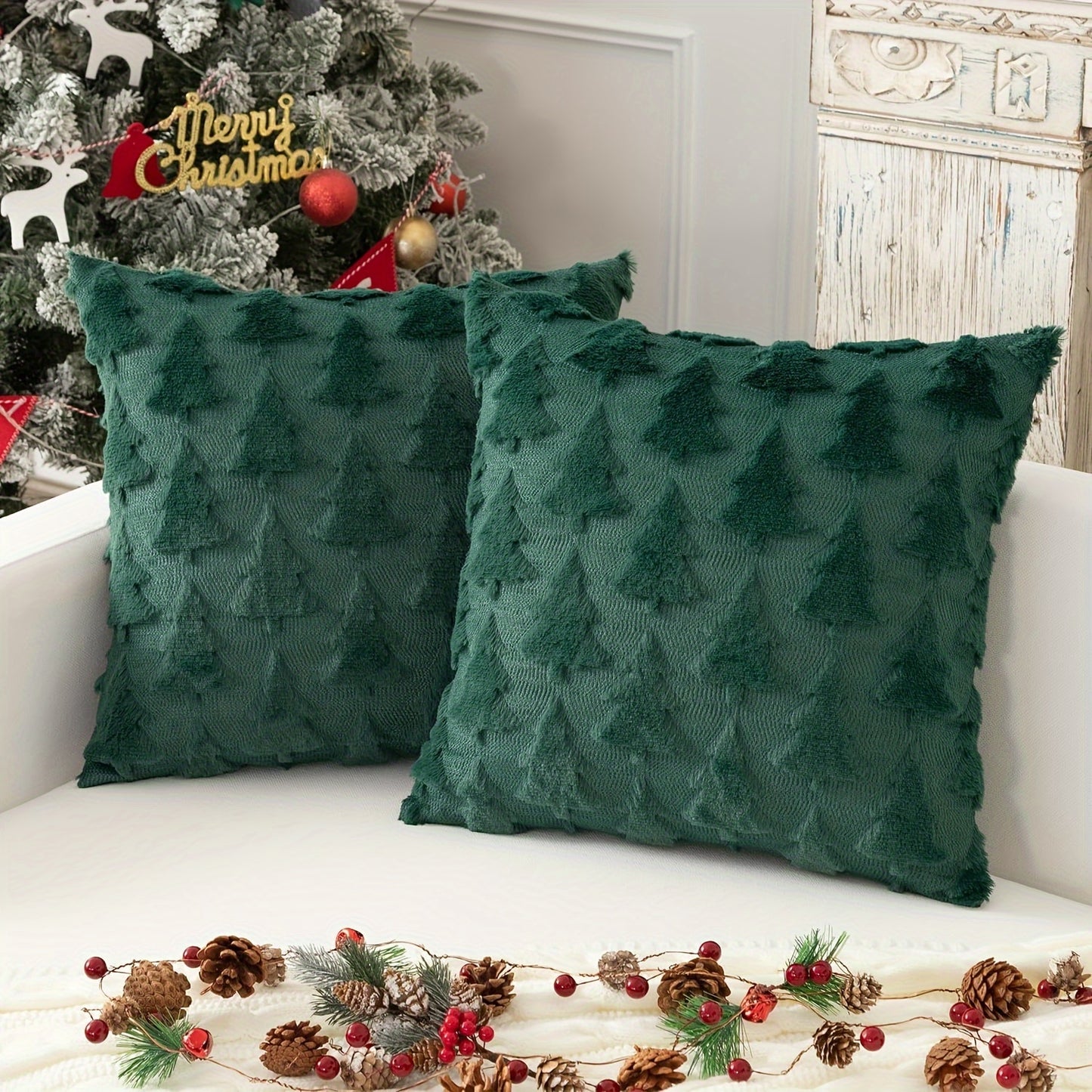 Soft Plush Faux Fur Christmas Throw Pillow Cover