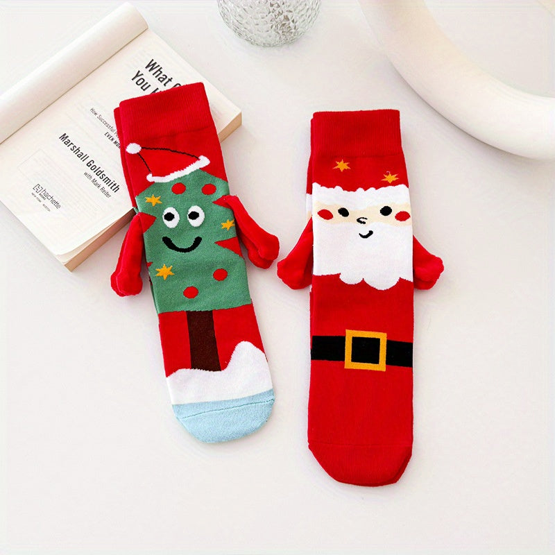 Cozy Magnetic Hand-Holding Christmas Socks for Couples