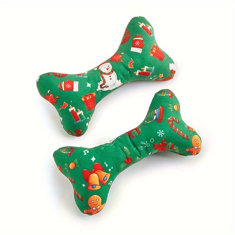 Durable Christmas Plush Bone-Shaped Pet Toy